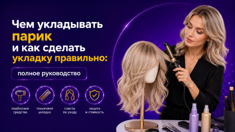Укладка парика из натуральных и искусственных волос