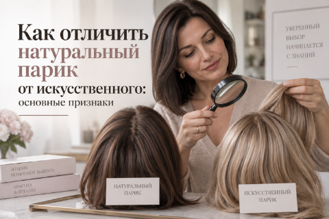 Женщина в натуральном парике — как отличить натуральные волосы от искусственных